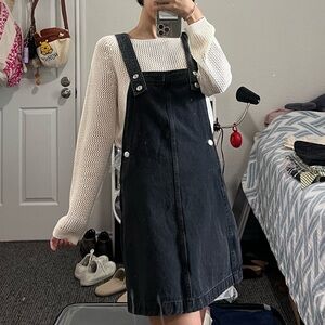 Brand New Mango black denim pinafore dress size xs.